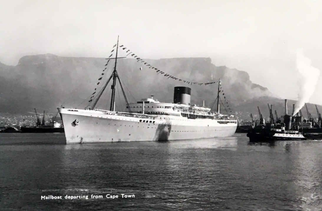 Union Castle mailboat departing Cape Town