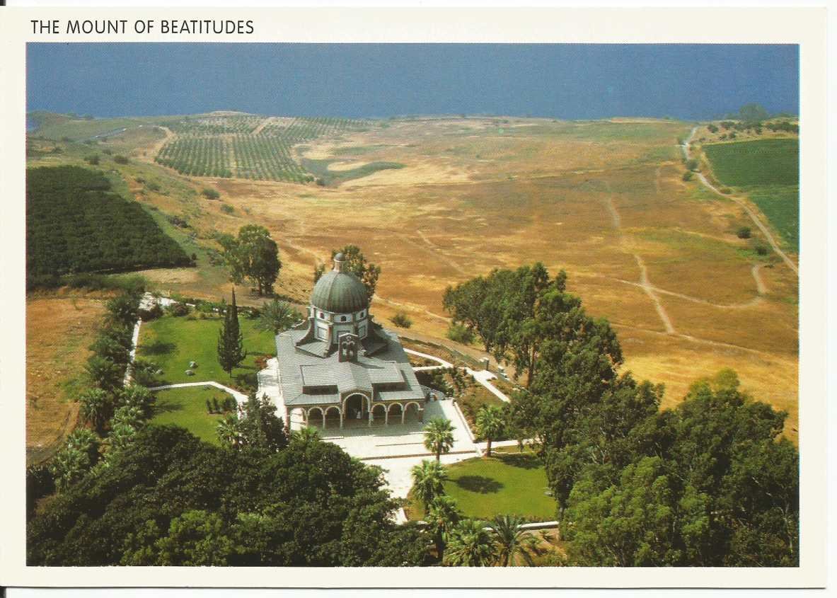 The Mt. of Beatitudes (Sea of Galilee in background)
