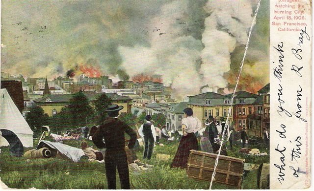 San Francisco_ Refugees watching burning city